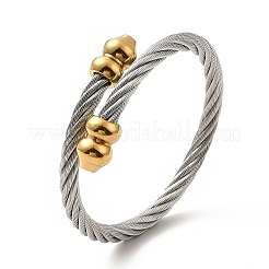 304 Stainless Steel Twist Rope Open Cuff Bangle&nbsp;BJEW-P283-50