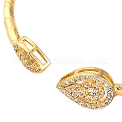 Teardrop Rack Plating Brass Cubic Zirconia Cuff Bracelets for Women&nbsp;BJEW-M040-03G