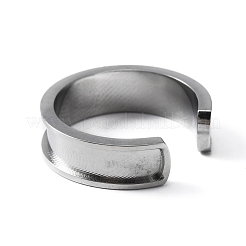 304 Stainless Steel Grooved Cuff Ring Settings&nbsp;RJEW-WH0009-01E-P