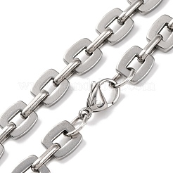 201 Stainless Steel Rectangle Link Chain Necklace&nbsp;NJEW-F222-24P