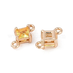 Brass Pave Glass Rhombus Links Connector Charms&nbsp;GLAA-Q088-001D