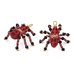 Halloween Theme Dyed Synthetic Turquoise & Glass Seed Beads Pendants&nbsp;PALLOY-MZ00774