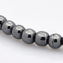 Non-magnetic Hematite Beaded Ball Stretch Bracelets for Valentine's Day Gift&nbsp;BJEW-M066-A-02