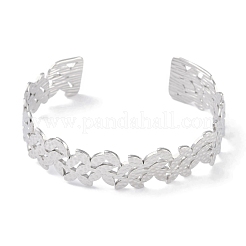 Non-Tarnish 304 Stainless Steel Flower Open Cuff Bangles for Women&nbsp;BJEW-C071-14P