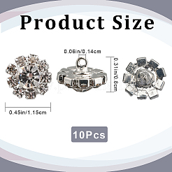 10Pcs Alloy Rhinestone Shank Button for Garment Accessories&nbsp;BUTT-GF0001-29