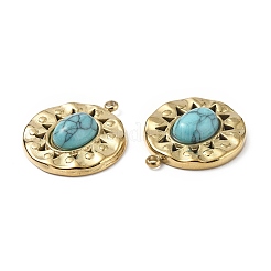 PVD Vacuum Plating 201 Stainless Steel Synthetic Turquoise Pendants&nbsp;STAS-C064-VC875-1