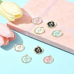 8Pcs 4 Colors Alloy Enamel Pandants&nbsp;ENAM-FS0002-22