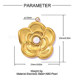 304 Stainless Steel & ABS Imitation Pearl Pendants&nbsp;STAS-OY017-02G