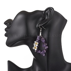 Natural Amethyst Flower Dangle Earrings&nbsp;EJEW-JE06802-02