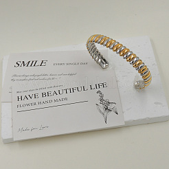 Two Tone 304 Stainless Steel Cuff Bangles for Women&nbsp;WG684E5-01