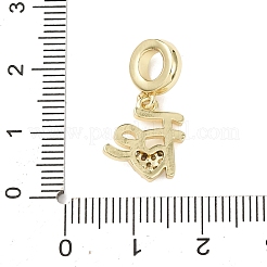 Brass Micro Pave Clear Cubic Zirconia European Dangle Charms&nbsp;LS-KK-B159-06G