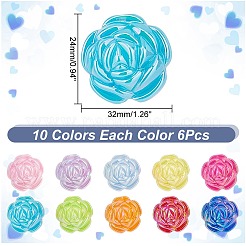 60Pcs 10 Colors UV Plating Iridescent Acrylic Beads&nbsp;MACR-AR0001-23