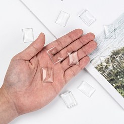 Transparent Rectangle Glass Cabochons&nbsp;GGLA-R025-25x18