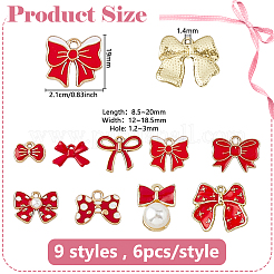 54Pcs 9 Styles Bowknot Alloy Enamel Pendants&nbsp;ENAM-DC0002-09B