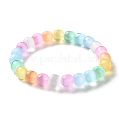 Dyed Natural Selenite Round Beaded Stretch Bracelets for Women&nbsp;BJEW-G731-01A