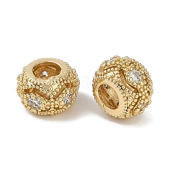 Brass Micro Pave Cubic Zirconia Rondelle European Beads&nbsp;KK-I719-19G
