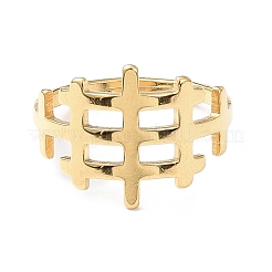 Ion Plating(IP) 304 Stainless Steel Hollow Out Rectangle Adjustable Ring for Women&nbsp;RJEW-I097-04G