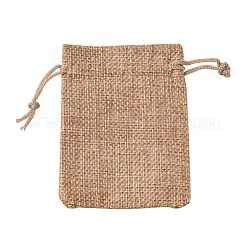 Polyester Imitation Burlap Packing Pouches Drawstring Bags&nbsp;ABAG-R005-9x7-M