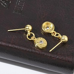 Brass Micro Pave Cubic Zirconia Dangle Stud Earrings for Women&nbsp;EJEW-A167-10G