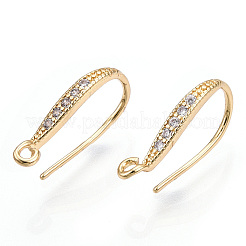 Brass Micro Pave Clear Cubic Zirconia Earring Hooks&nbsp;ZIRC-S068-002-NF