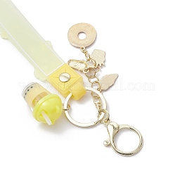 Alloy Enamel Pendants & Milk Tea Resin with Acrylic Cup Pendants Keychains&nbsp;KEYC-JKC01233-03
