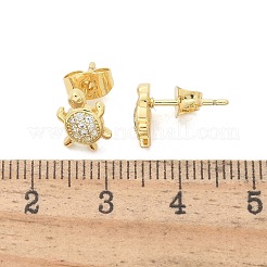 Brass Micro Pave Clear Cubic Zirconia Stud Earrings&nbsp;EJEW-M076-03G