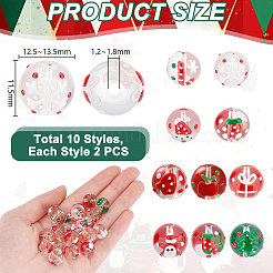 20Pcs 10 Styles Christmas Theme Handmade Lampwork Beads&nbsp;LAMP-PH0001-39