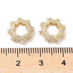 Brass Cubic Zirconia Rondelle European Beads&nbsp;KK-A254-07G