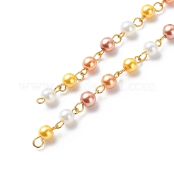 Handmade Glass Pearl Round Beaded Chains&nbsp;AJEW-SZ0002-40E