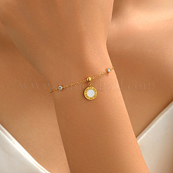 304 Stainless Steel Crystal Rhinestone Forever Love Coin Charm Bracelets for Women&nbsp;PR6734