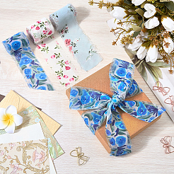 3 Rolls 3 Styles Flower Pattern Polyester Ribbon&nbsp;OCOR-CP0001-29