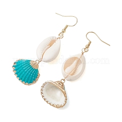Natural Mixed Cowrie Shell Dangle Earrings&nbsp;EJEW-JE07223