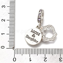 Rack Plating Alloy Rhinestone European Dangle Charms&nbsp;PALLOY-P307-15AS