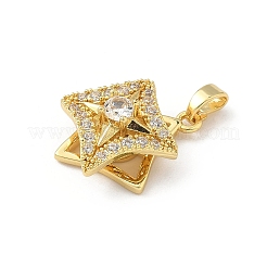 Rotatable Brass Micro Pave Clear Cubic Zirconia Pendants&nbsp;LS-KK-F905-23G-03