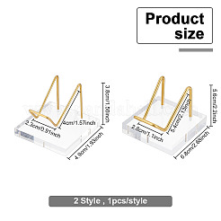 2Pcs 2 Style  Brass Crystal Mineral Display Easels&nbsp;ODIS-FG0001-46
