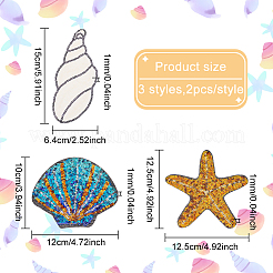 6Pcs 3 Style Beach Theme Glitter Cloth Patches&nbsp;PATC-FG0001-18
