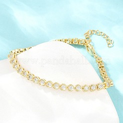 Brass Pave Heart Cubic Zirconia Link Chain Bracelets&nbsp;KK-CBA960E-15G