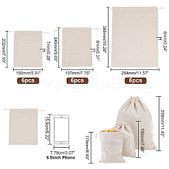 18Pcs 3 Sizes Linen Pouches&nbsp;ABAG-PH0001-46