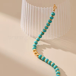 Synthetic Turquoise & Brass Round Beaded Bracelets for Women&nbsp;QJ7168