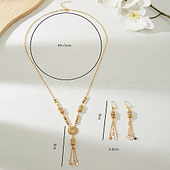 Flower Stainless Steel Column Tassels Earrings & Necklaces Sets for Women&nbsp;TX1175