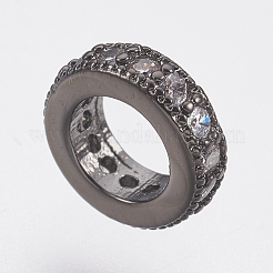 Brass Micro Pave Cubic Zirconia Rondelle Wheel European Beads&nbsp;LS-ZIRC-F083-094B-RS