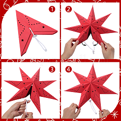 4Pcs 2 Colors Paper Star Lantern Hanging Decorations for Christmas New Year Party Wedding Decor&nbsp;AJEW-GF0012-48