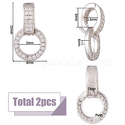 2Pcs 925 Sterling Silver Pave Clear Cubic Zirconia Twister Clasps&nbsp;STER-HS0001-22B-P