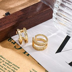 Rack Plating Brass Micro Pave Clear Cubic Zirconia Cuff Earrings for Women&nbsp;EJEW-C125-24A-G