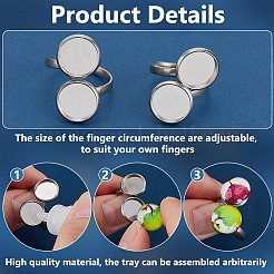 14Pcs 304 Stainless Steel Open Cuff Ring Findings&nbsp;FIND-PH0002-56B