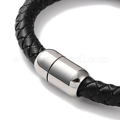 Men's Braided Black PU Leather Cord Bracelets&nbsp;BJEW-K243-31AS