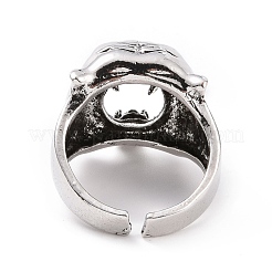 Tiger Head Wide Band Rings for Men&nbsp;RJEW-F126-06AS