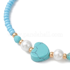 Glass Seed Bead & Natural/ Synthetic Gemstone Stretch Bracelets for Women&nbsp;BJEW-MZ00310
