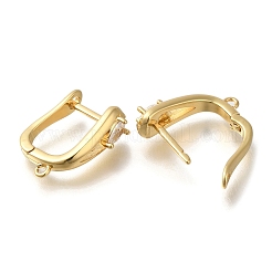 Rack Plating Brass Micro Pave Cubic Zirconia Hoop Earring Findings&nbsp;EJEW-H143-04G