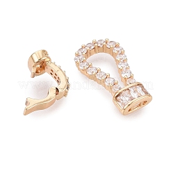 Brass Micro Pave Clear Cubic Zirconia Fold Over Clasps&nbsp;KK-Q074-17G